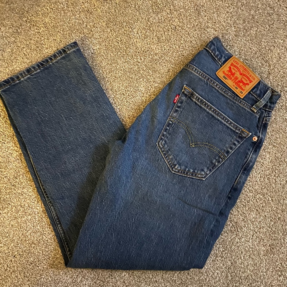 Levi's Men's Straight Jeans - Dark Blue Denim - Picture 2 of 5